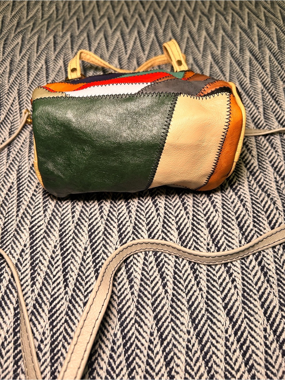 Vintage retro patchwork leather Crossbody Bag - Picture 3 of 5